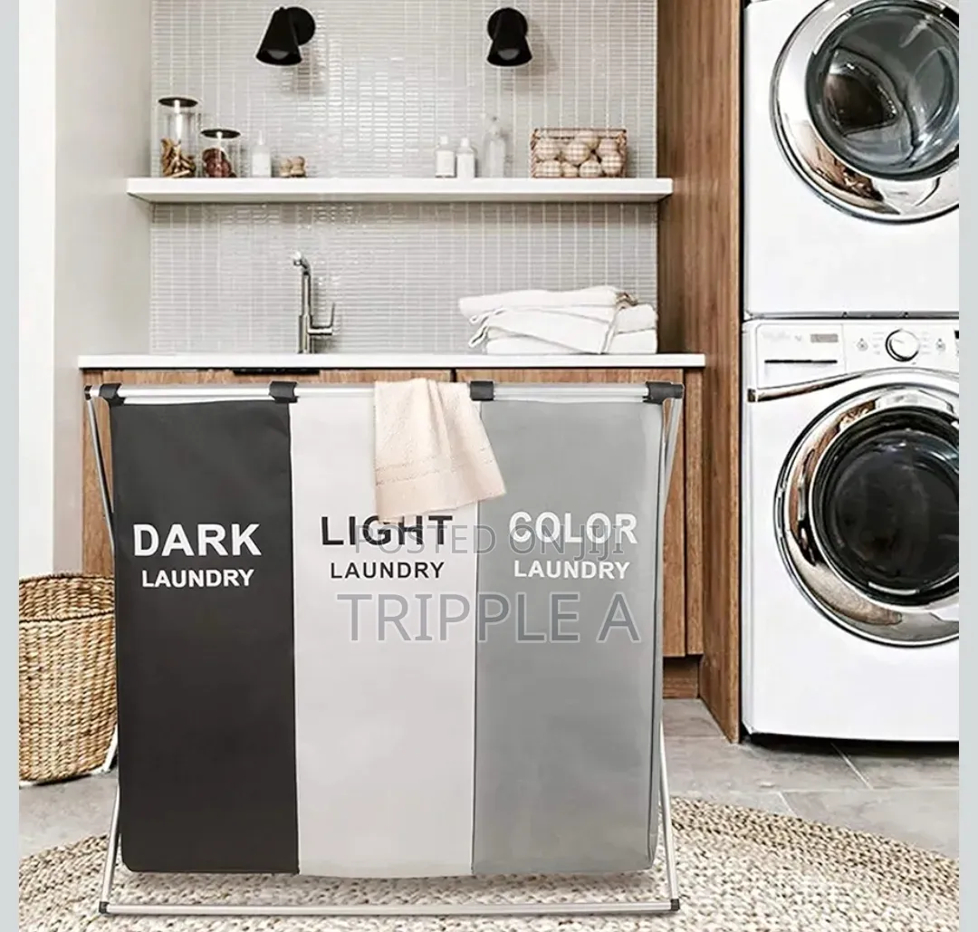 Tri Compartments Sorting Laundry Hamper
