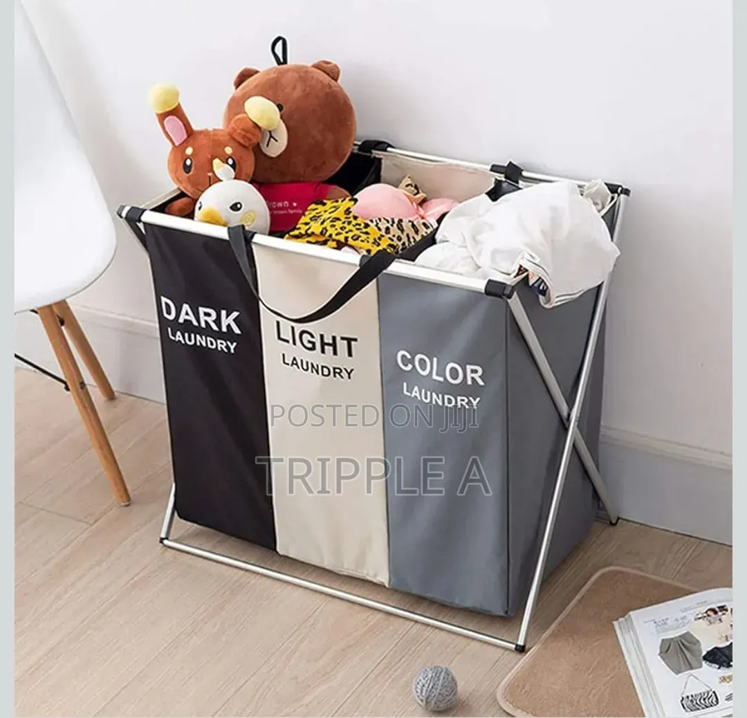 Tri Compartments Sorting Laundry Hamper