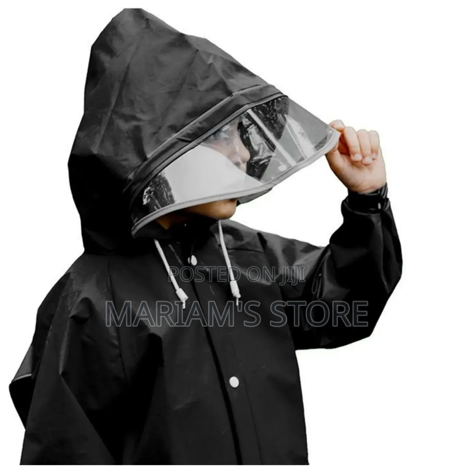 Black Reusable Raincoat With a Long-Sleeved Poncho