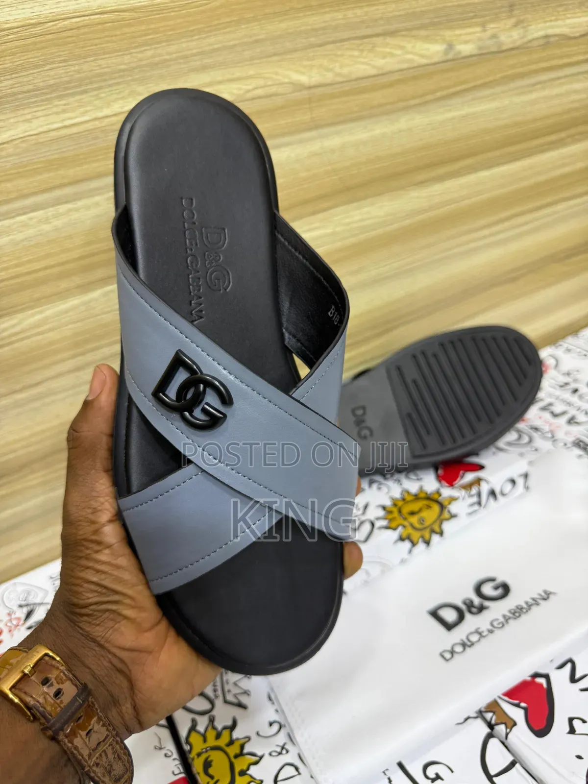 Dolce Gabbana Crossover Strap Leather Sandals for Men