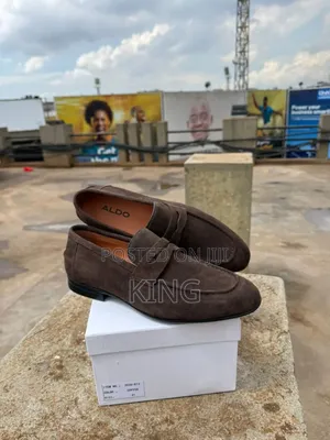 Aldo Black Suede Penny Loafers.