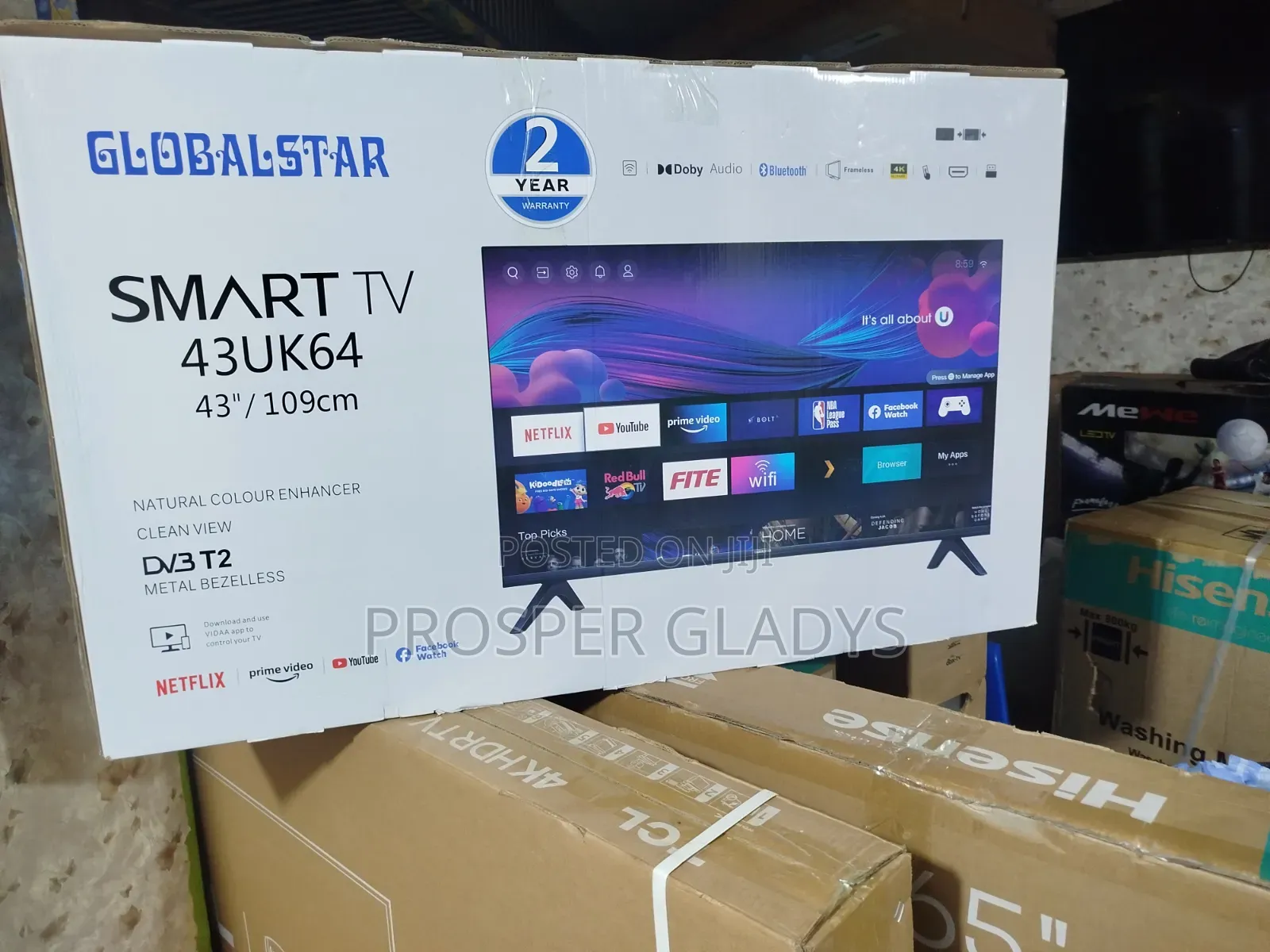 Global Star 43 Smart Android Digital Flat Screen Flameless.