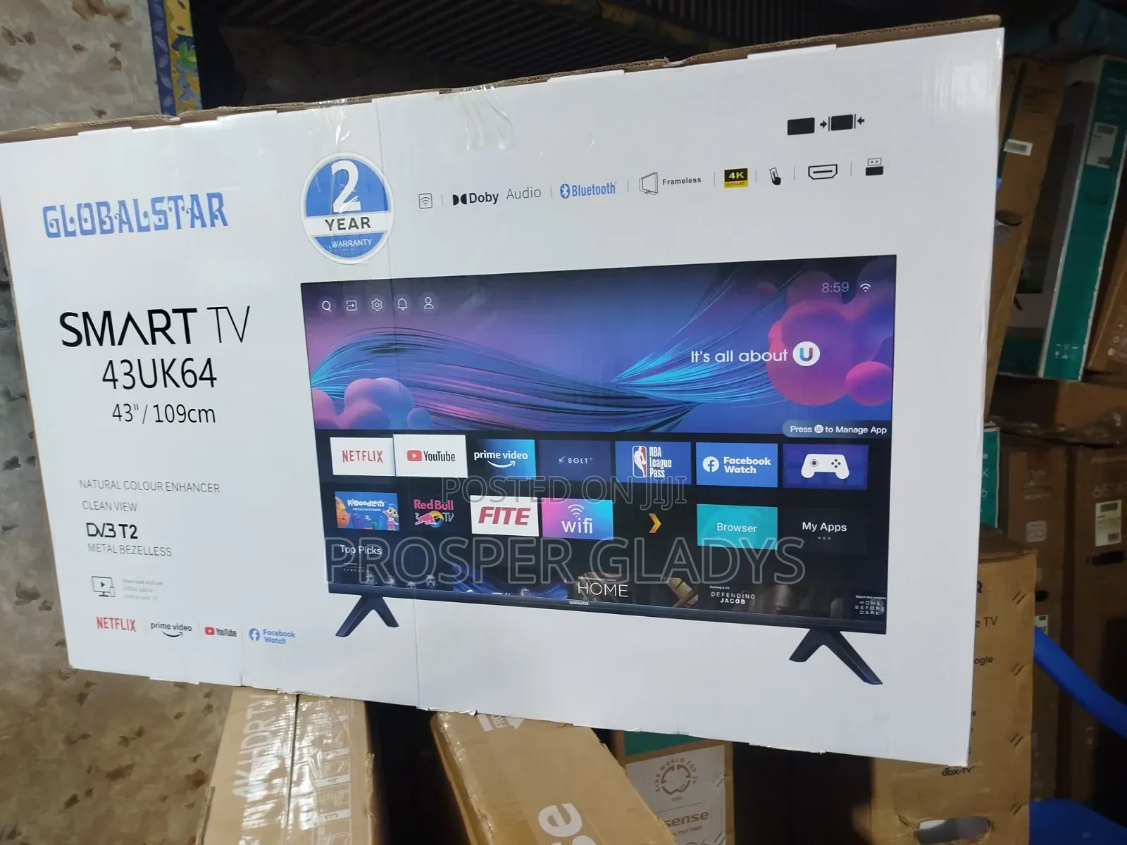 Global Star 43 Smart Android Digital Flat Screen Flameless.