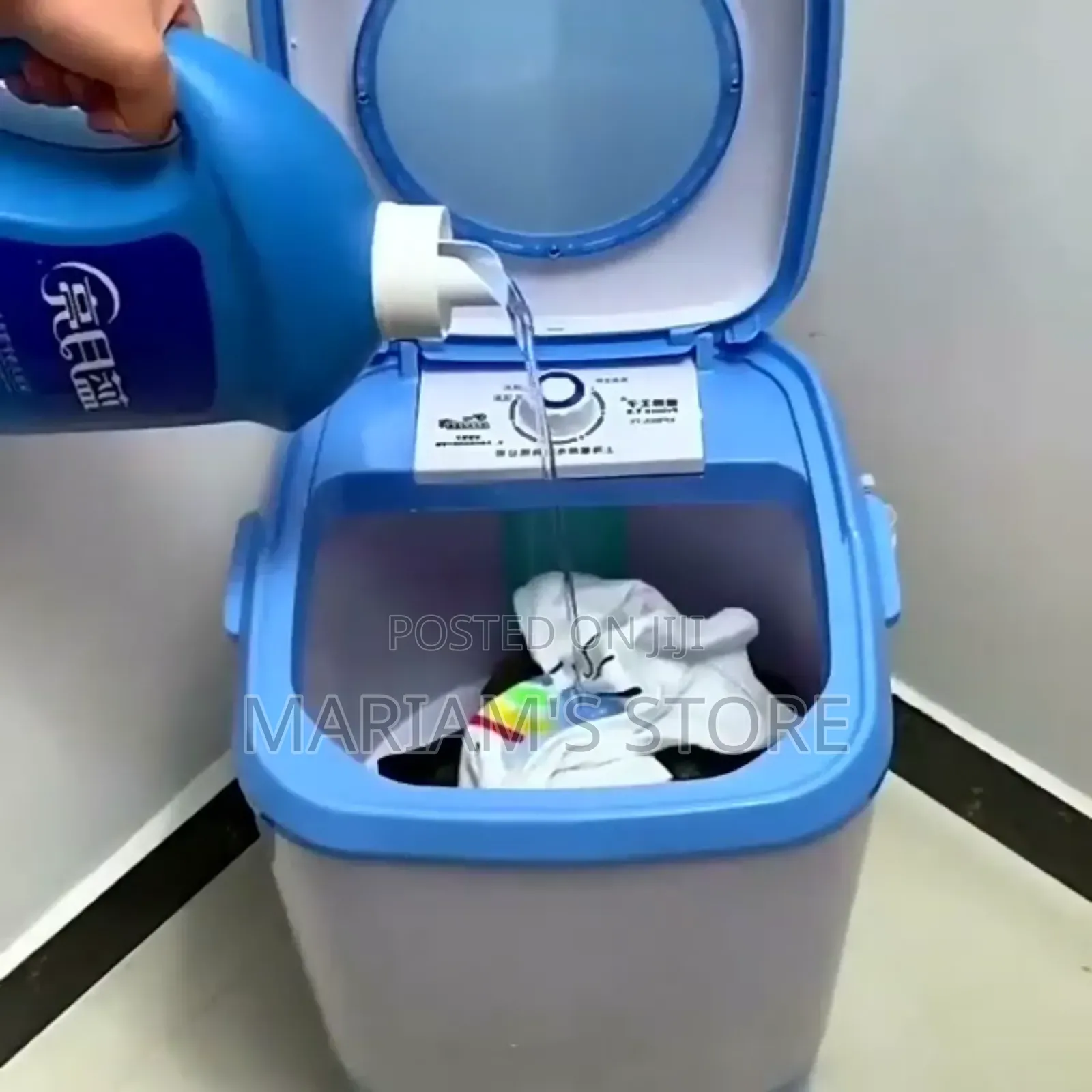 Blue Portable Mini Washing Machine.
