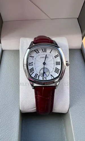 Brown Leather Strapped Cartier Analog Wrist Time Piece