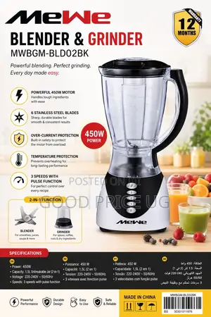 Mewe 2-in-1 Blender Grinder
