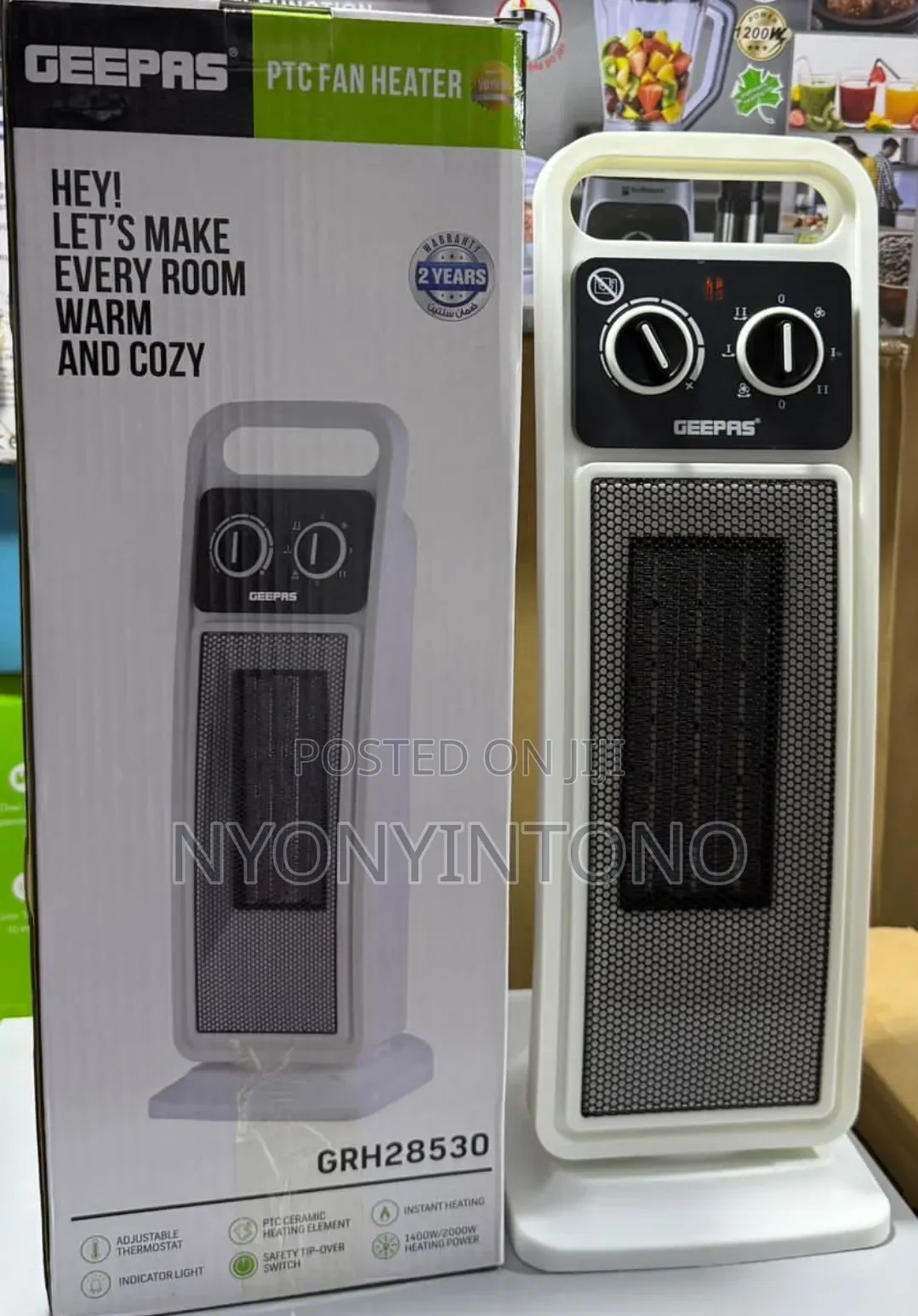 Geepas 2 in 1 Oscillating Tower Fan and Room Heater