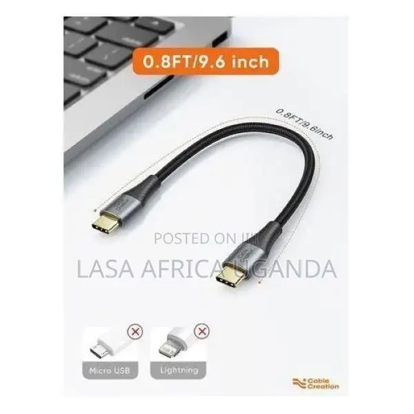 USB-C to USB-C Fast Charging Cable 0.25m Grey