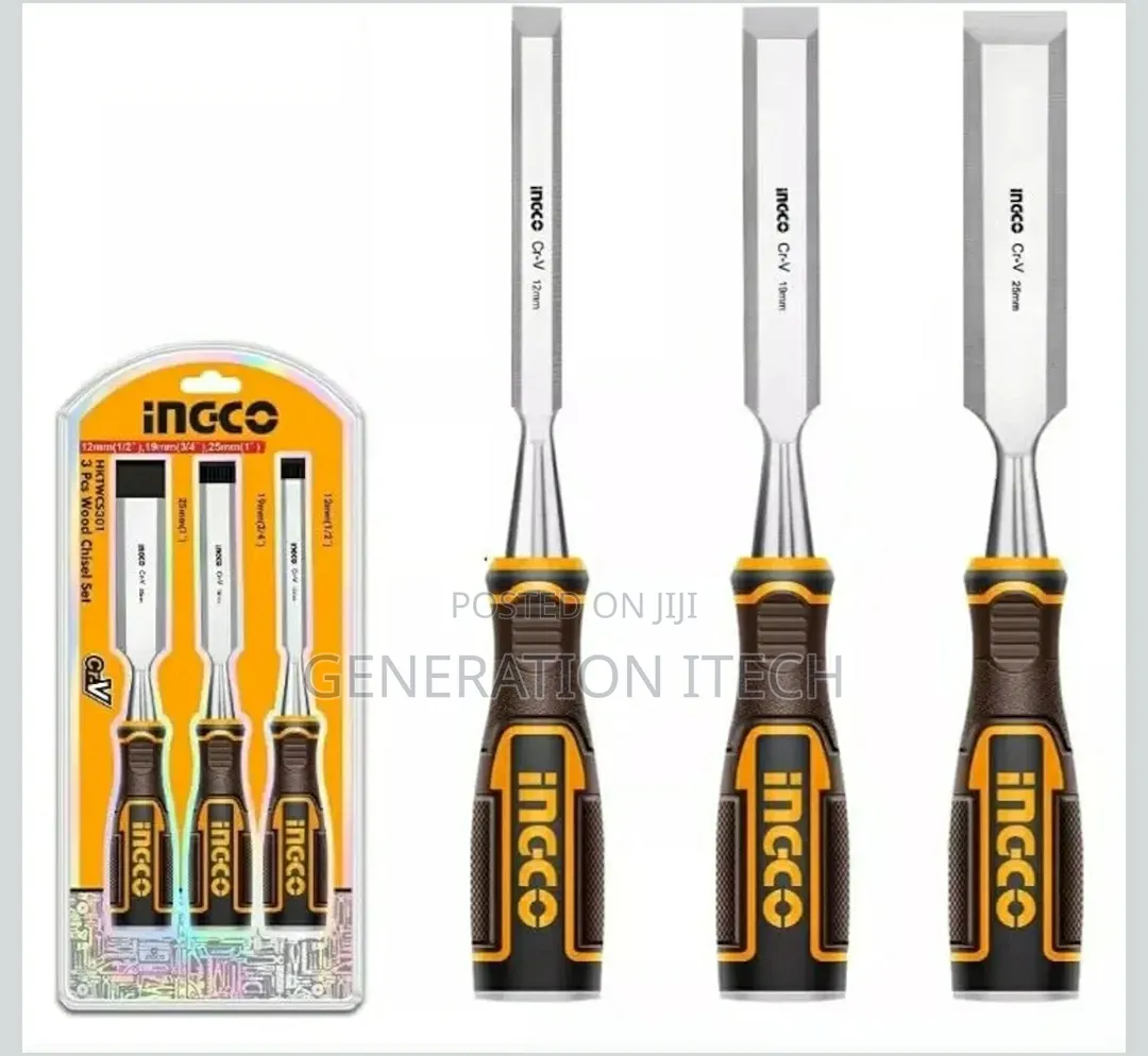 Ingco 3pcs Wood Chisel Set, Width: 12mm (1/2"), 19mm (3/4"), 25mm (1")