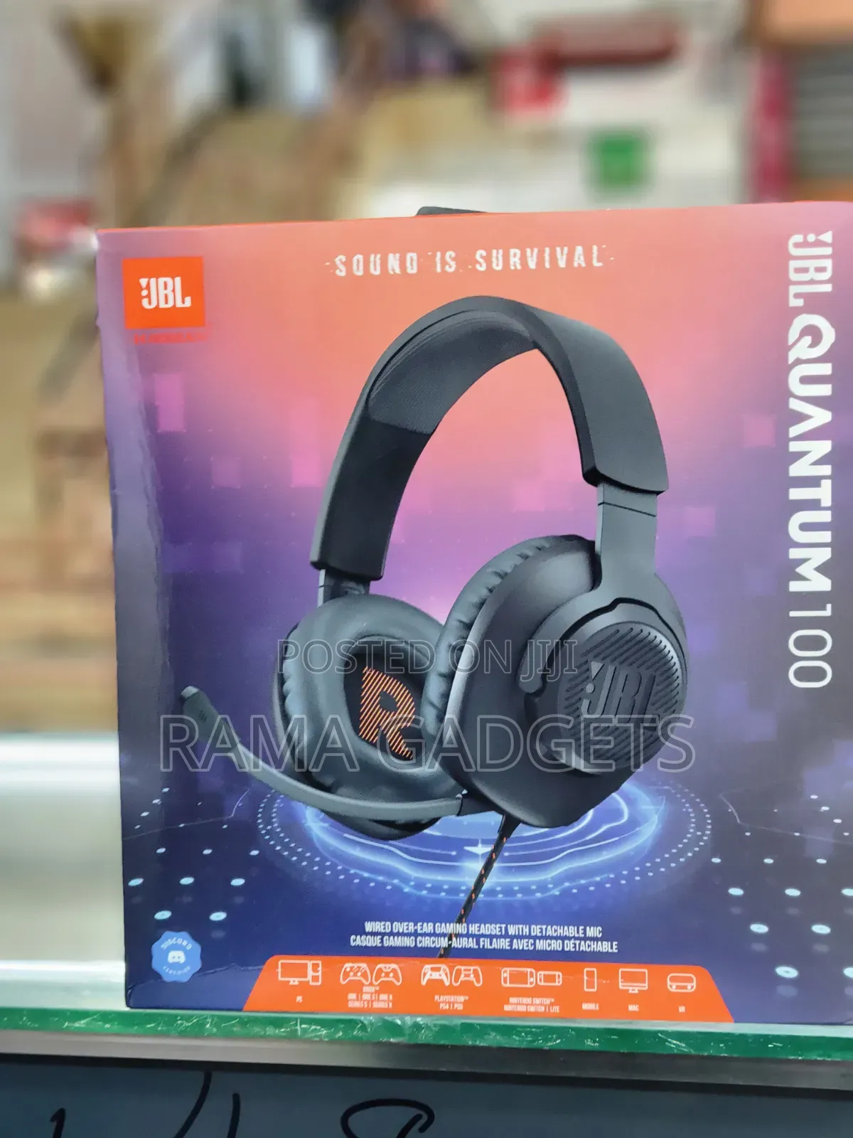 JBL Quantum 100 Wired Over-Ear Gaming Headset.