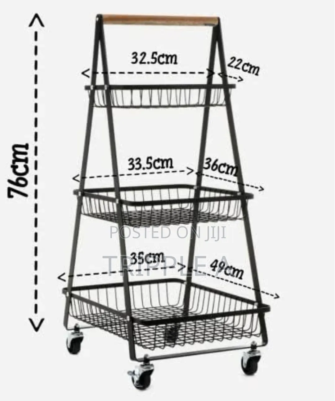 3 Tier Multipurpose Rolling Storage Trolley