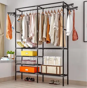 Multifunctional Floor Coats Stand With 4 Shelves