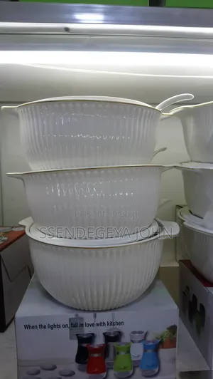 White Ribbed Ceramic Serving Dishes