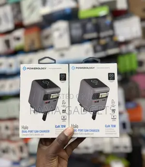Powerology Halo Dual-Port Gan Charger, Which Features a 70w