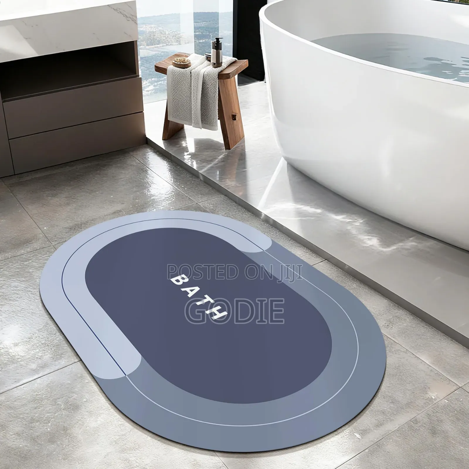 Absorbent Diatomite or Technical Velvet Bathroom Mats,