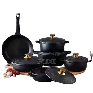 11 Piece Iron Cast Pressed Aluminum Non Stick Coated Saucepans Sets