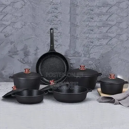 11 Piece Iron Cast Pressed Aluminum Non Stick Coated Saucepans Sets