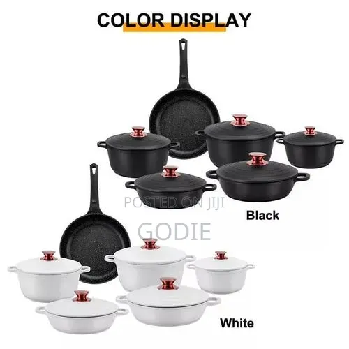 11 Piece Iron Cast Pressed Aluminum Non Stick Coated Saucepans Sets