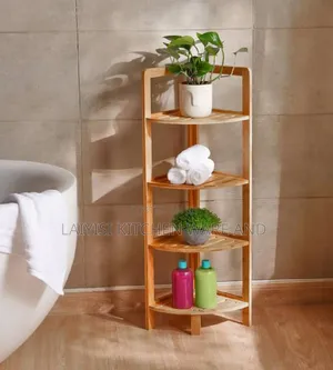 Cedar Wood Corner Shelf- Brown