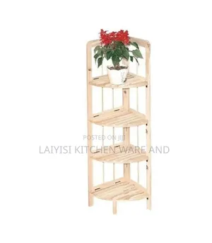 Cedar Wood Corner Shelf- Brown