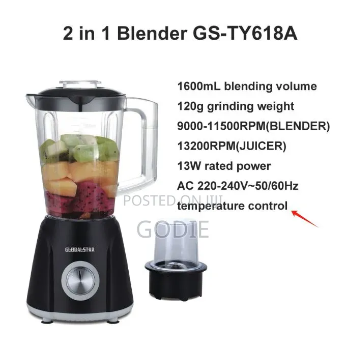 Global Star Juice Blender Juicer 2 in 1 1.5litres