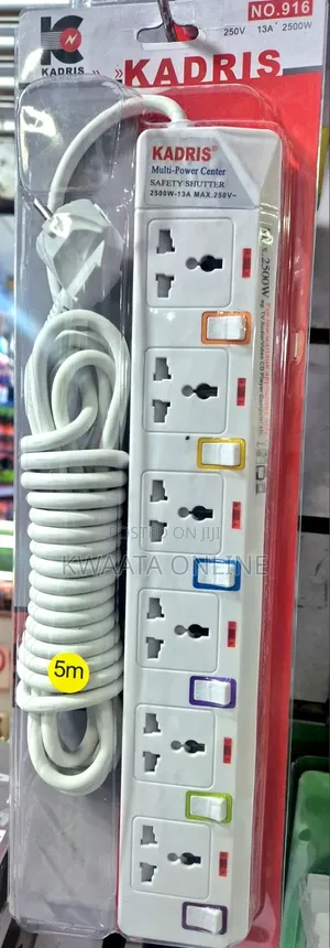5 Meter 6 Sockets Universal Extension Cord Power Strip Wire