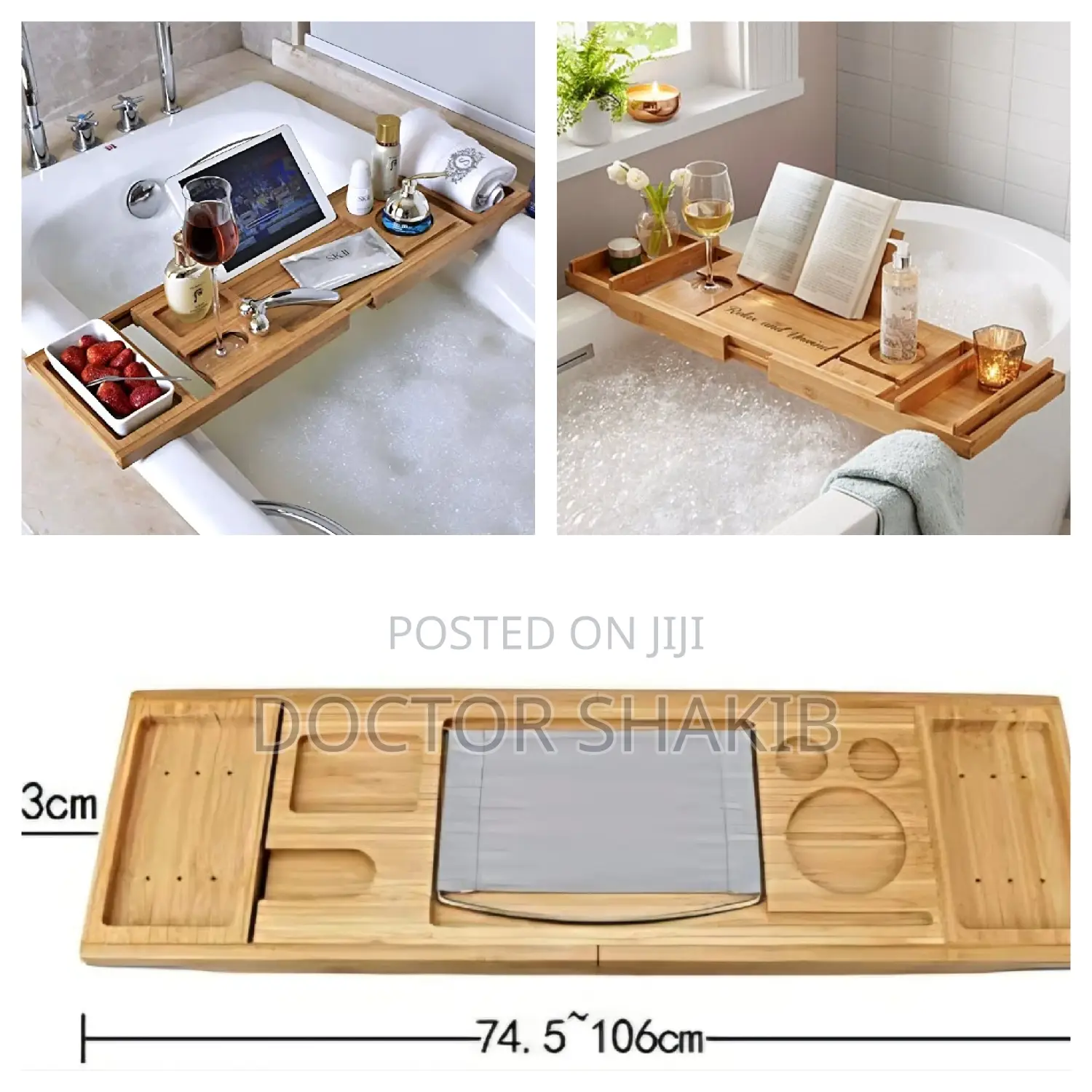 Expandable Bamboo Bathtub Caddy Tray