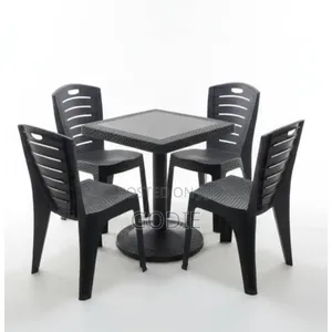 4-Seater Plastic Armless Chair Set With a Matching Center Table
