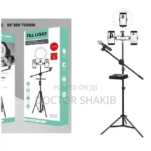 Ringlight With Stand And Microphone Stand Set Up