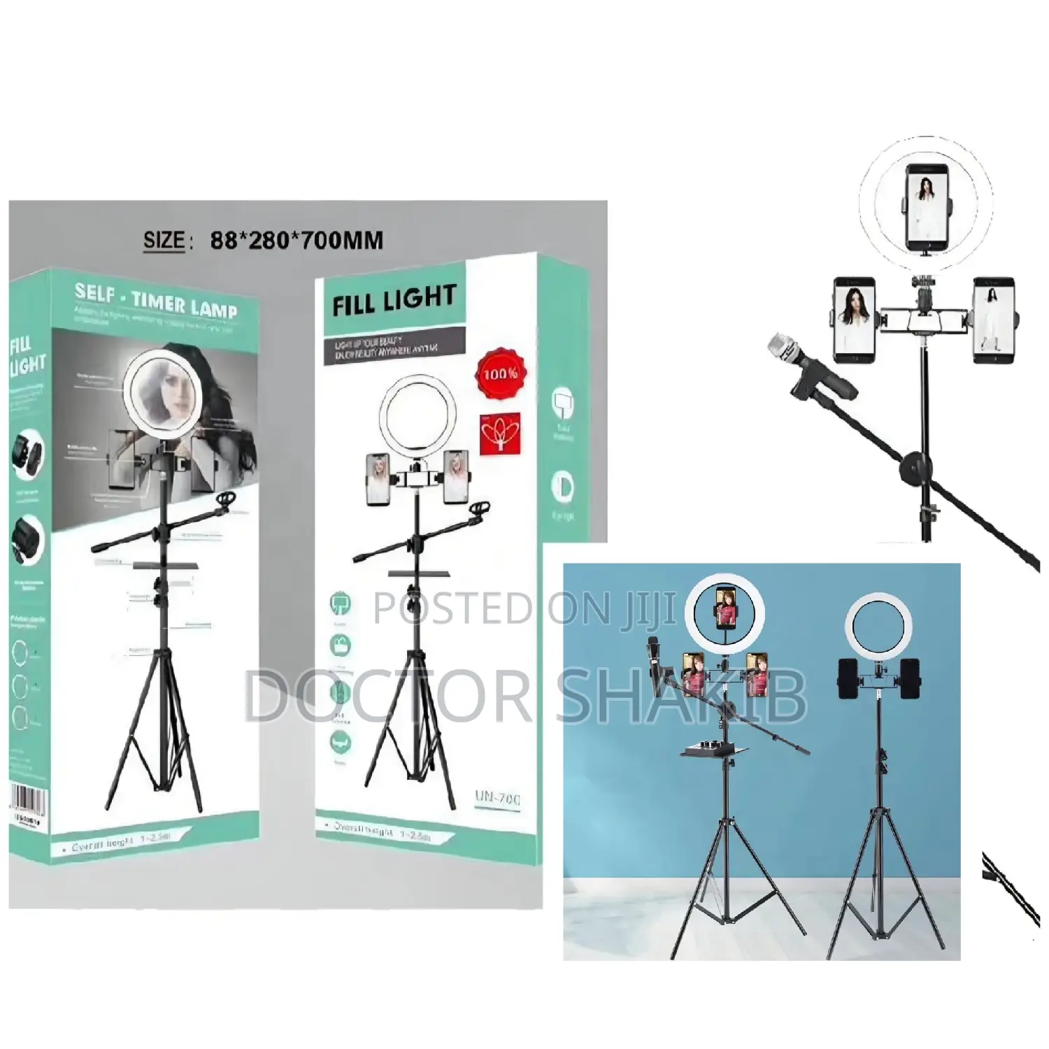 Ringlight With Stand And Microphone Stand Set Up