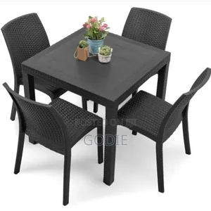 4-Seater Square Table and Matching Chairs Crafted From Durable Plastic