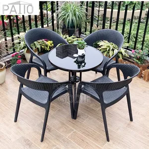 Modern Patio or Garden Dining Set, Round Table and 4 Matching Chairs