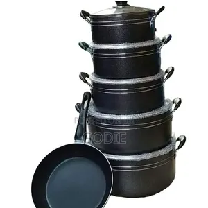 Heavy Duty Black 14 Piece Non Stick Cookware Set / Sufuria With a Pan