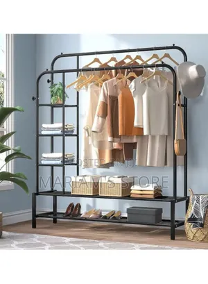 Black Double Pole Clothes Hanger With a Bearing Capacity of 88kg