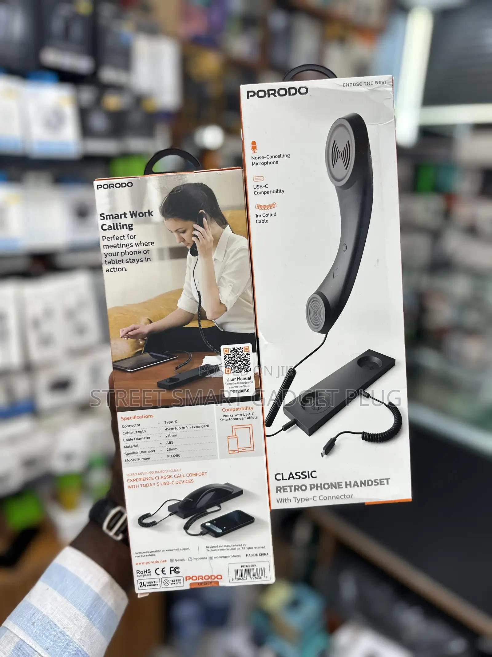 Porodo Retro Class Phone Handset With Type -C -Connector