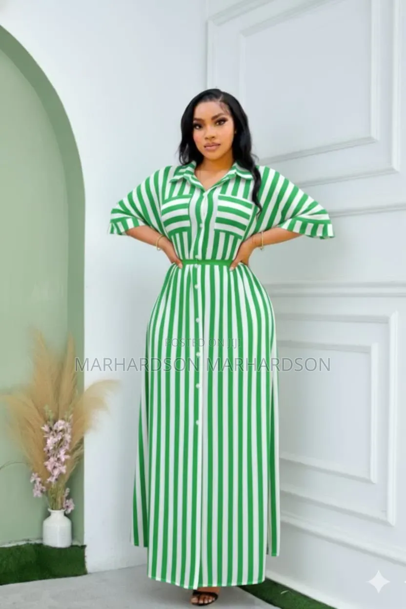 Long Striped Lady Dresses