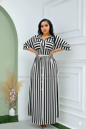 Long Striped Lady Dresses
