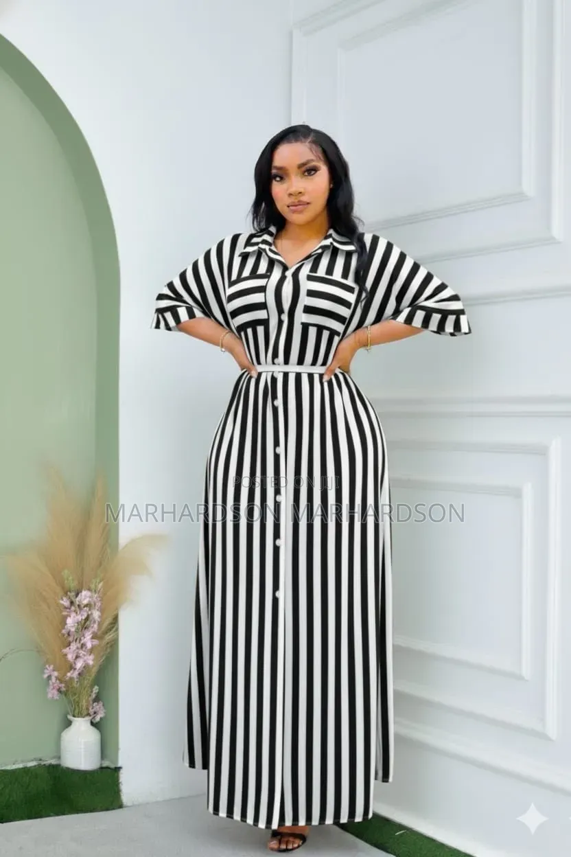 Long Striped Lady Dresses