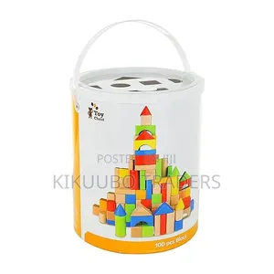 Kids Wooden Building Blocks Set - 100 PCS