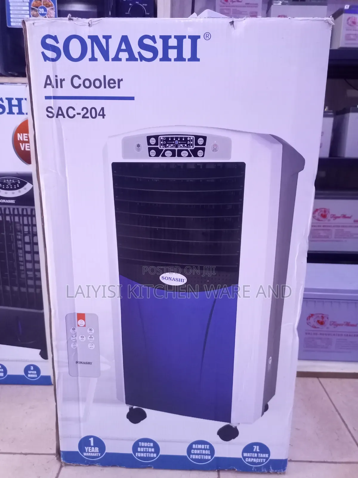 7l Portable Air Cooler Water Tank, 2 Ice Boxes, Three Wind Speeds,