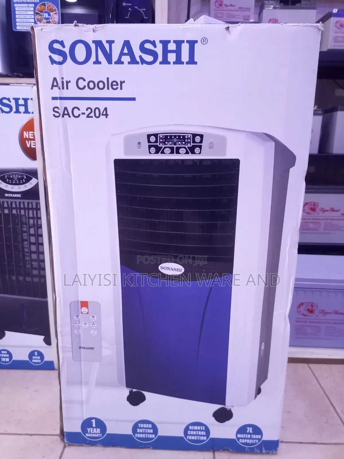 7l Portable Air Cooler Water Tank, 2 Ice Boxes, Three Wind Speeds,