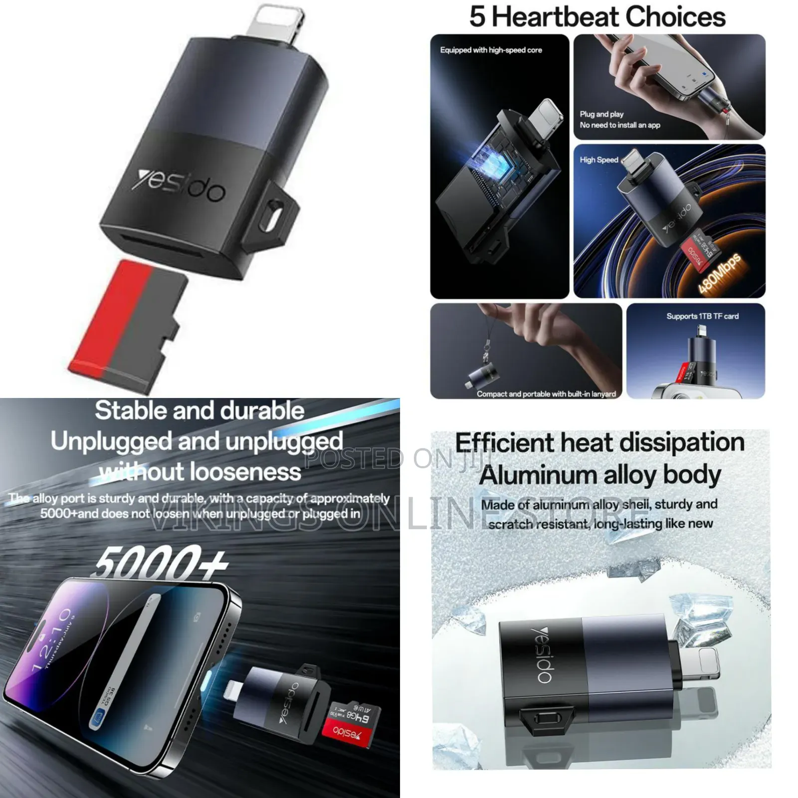 Yesido Gs38 Lightning to Tf Card Reader for iPhone iPad