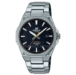 A Casio Edifice Efr-1avuef Slim Stainless Steel Watch With a Black