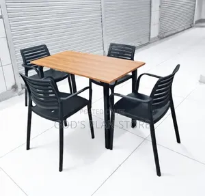 Lifestyle Dining Wooden Foldable Table and Plastic Chairs Set