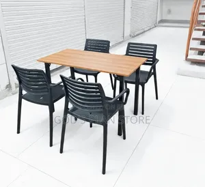 Advanced Foldable Metallic Legs Wooden Table and Chairs