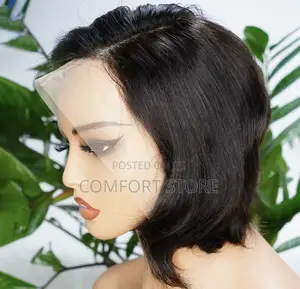 13*4 Pixie Straight Black Full Lace Closure Human Hair Wigs