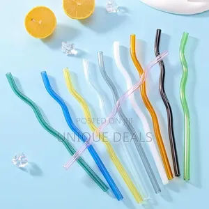 Reusable Wavy Colorful Glass Straws