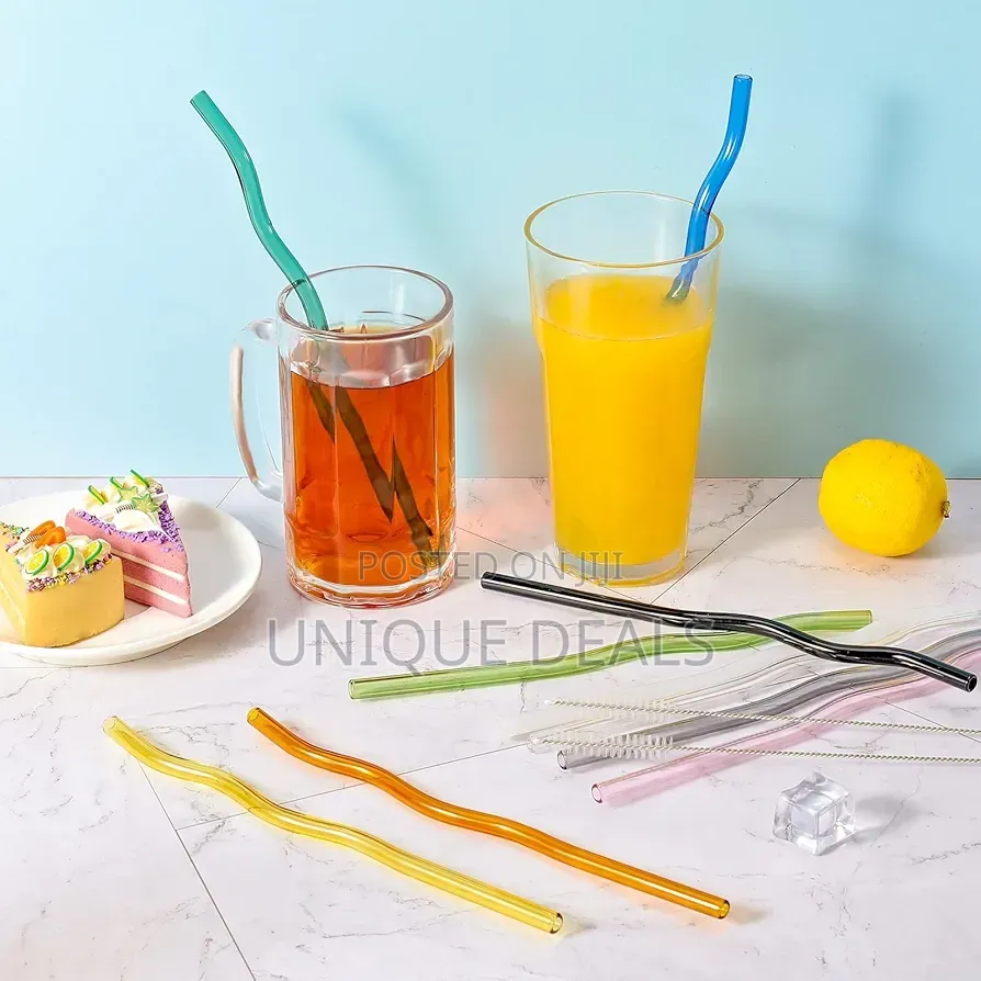 Reusable Wavy Colorful Glass Straws