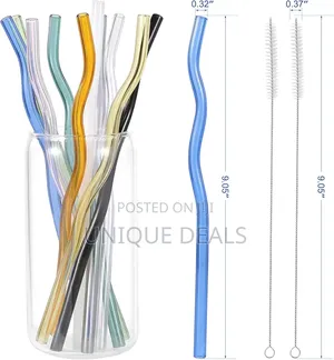 Reusable Wavy Colorful Glass Straws