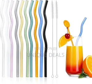 Reusable Wavy Colorful Glass Straws